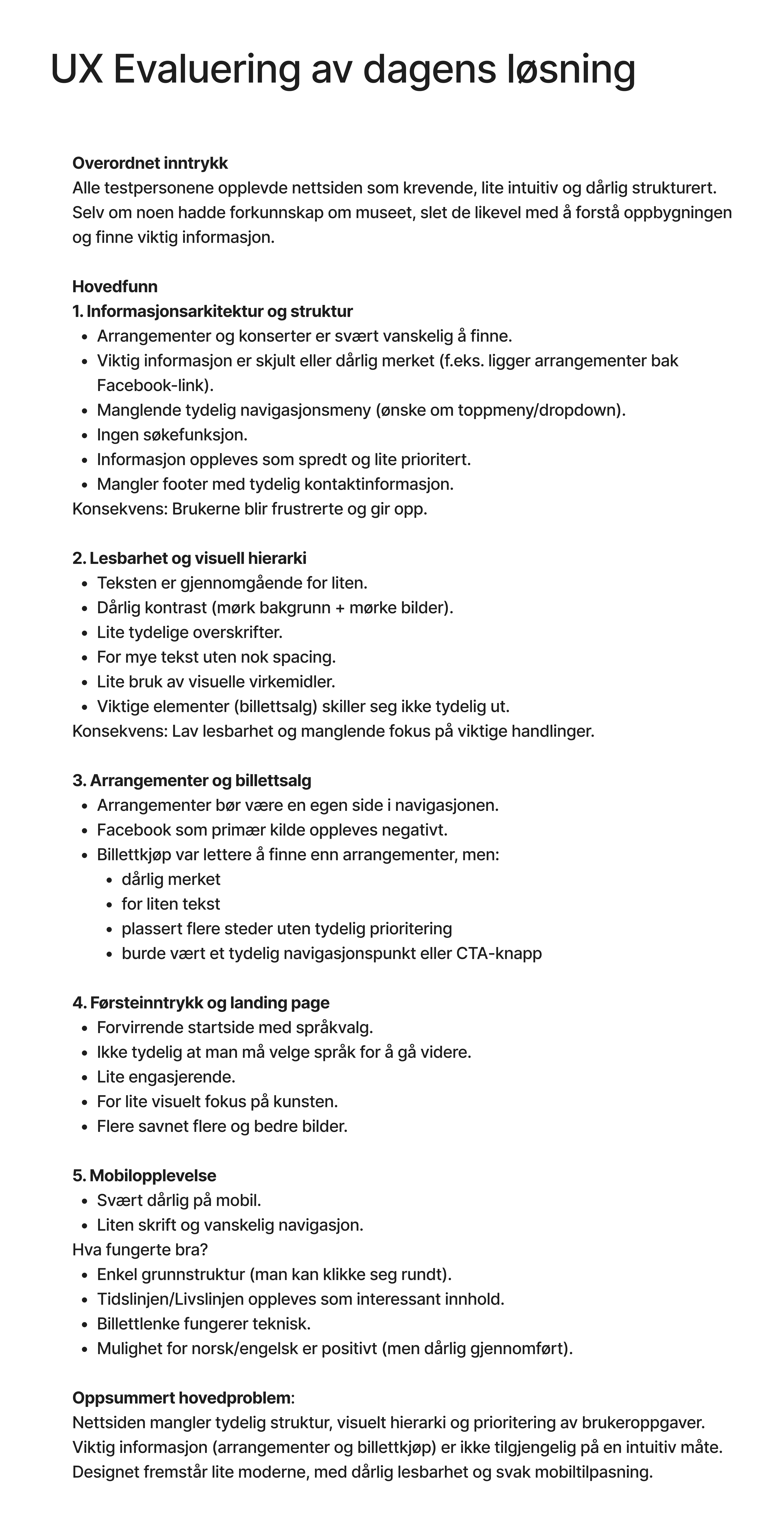 UX-evaluering av eksisterende nettside