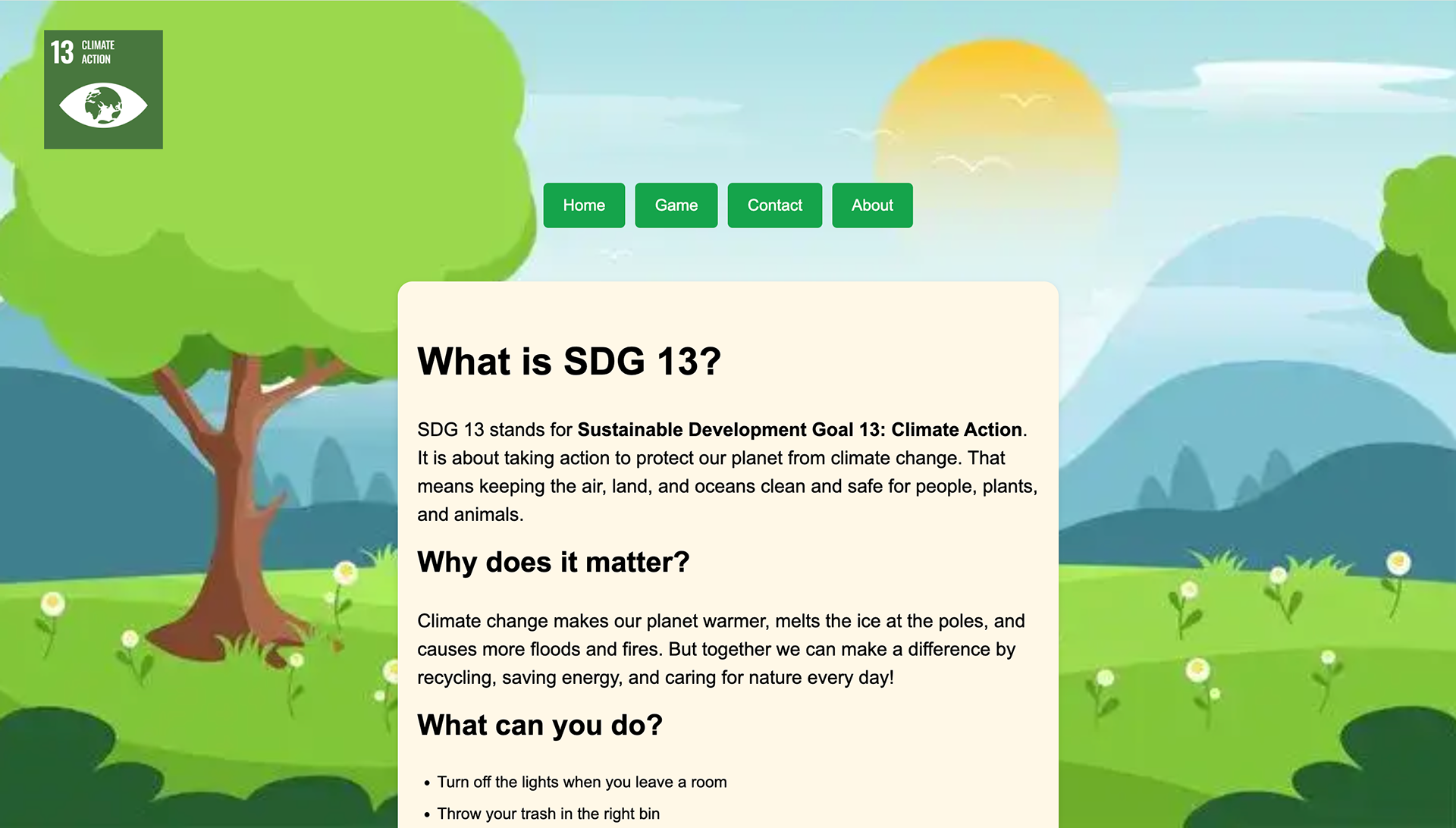 Miljøspill SDG13 skjerm 1